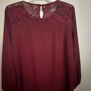 Apt. 9 Burgundy Lace Accent Blouse